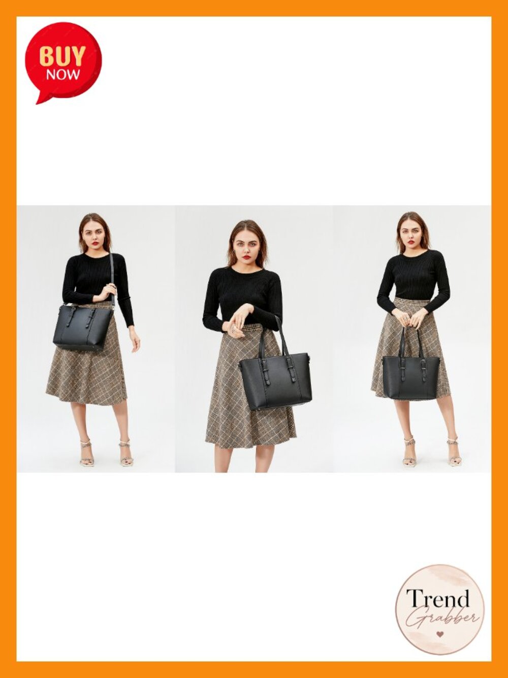Synthetic Leather Tote Satchel Crossbody Shoulder Bag - Picture 6 of 6